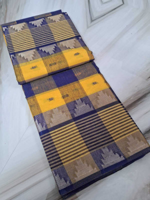 p fashion Self Design Tant Pure Cotton Saree(Mustard)