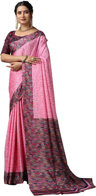 nirmal creation Printed Daily Wear Crepe Saree(Pink)