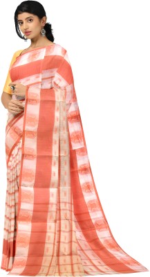 BD Taant Saree Self Design Tant Pure Cotton Saree(Pink, White)