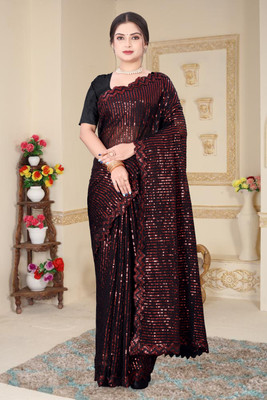 watay Embroidered Bollywood Georgette Saree(Red)
