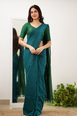 DHRITI Solid/Plain Handloom Pure Cotton Saree(Light Blue)