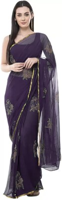 The Fashion Attire Embellished Bollywood Chiffon Saree(Purple)