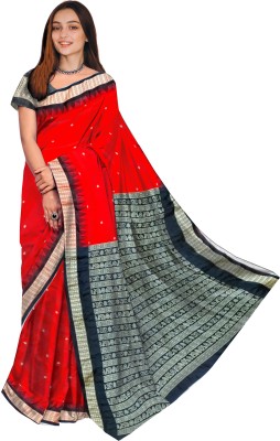 Kingdomsaree Woven Sambalpuri Cotton Blend Saree(Multicolor)