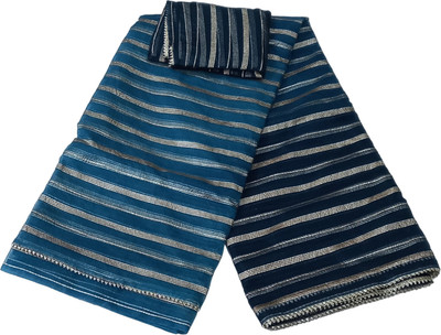 Kavita Creation Striped Bollywood Organza Saree(Blue)