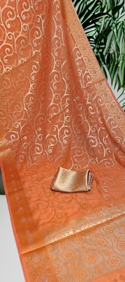 Yash Creations Floral Print Kota Doria Cotton Silk Saree(Orange)