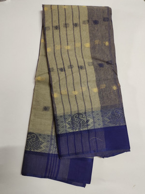Tm taant saree Striped Tant Chiffon Saree(Light Blue)