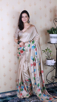 all about you Woven Bollywood Silk Blend Saree(White)