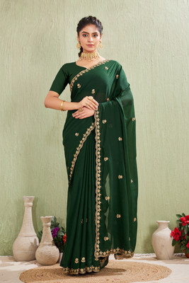 K.C Embroidered Bollywood Georgette Saree(Green)