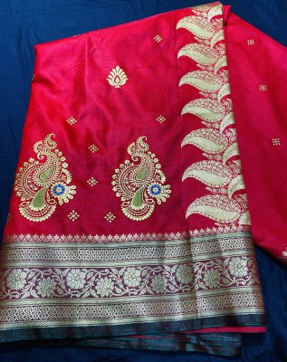 SHOPEEZY TEX FAB Woven Banarasi Silk Blend, Art Silk Saree(Red)