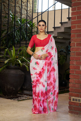 Divastri Printed Bollywood Georgette Saree(Pink)