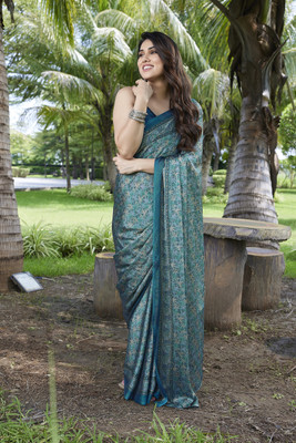 MIRCHI FASHION Printed, Floral Print Daily Wear Chiffon, Georgette Saree(Mustard, Green)