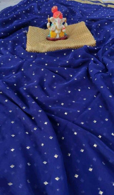 mamtasaree Printed, Self Design, Solid/Plain Bollywood Net, Chiffon Saree(Dark Blue)