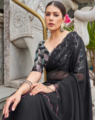 supalee tex Solid/Plain Bollywood Georgette Saree(Multicolor)