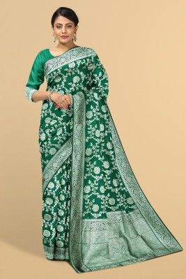 Kalamandir Woven Bollywood Silk Blend Saree(Dark Green)