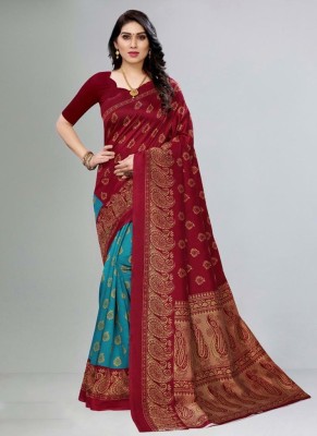 Spacekart Printed Chanderi Art Silk Saree(Maroon)