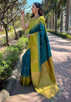 SAII CREATION Woven Kanjivaram Pure Silk, Art Silk Saree(Multicolor)