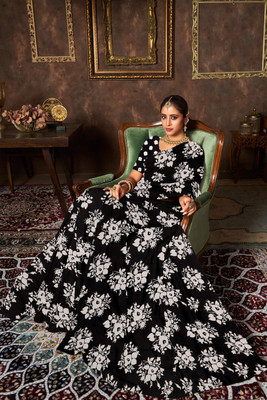 nirmal creation Printed Bollywood Georgette Saree(Multicolor)