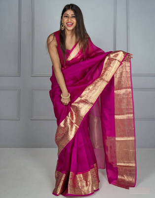 Divastri Dyed, Embellished, Solid/Plain Bollywood Organza, Jacquard Saree(Pink)