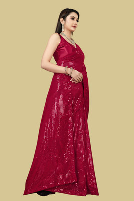 Divastri Embellished Bollywood Georgette Saree(Maroon)