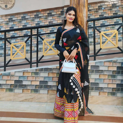 Sheden Lopez Creation Woven Mekhela Chador Cotton Blend Saree(Multicolor)