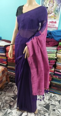 Tantikatha Woven Handloom Pure Cotton Saree(Purple)