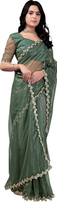 SROLY Embellished Bollywood Net Saree(Light Green)