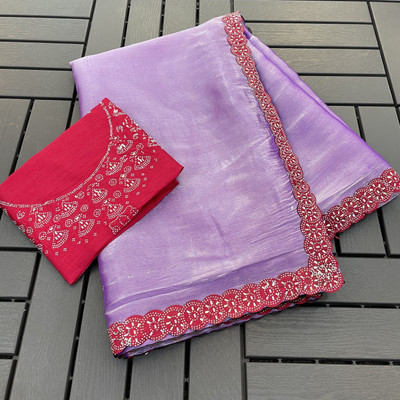 HouseOfCommon Embellished, Embroidered Bollywood Art Silk Saree(Purple)