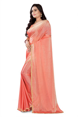 Mayank Solid/Plain Bollywood Jimmy choo Saree(Pink)