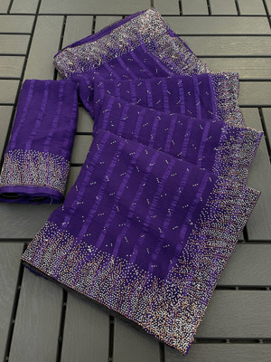 EthnicAura Embellished Bollywood Georgette Saree(Purple)