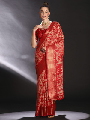 Tasrika Printed Chinnalapattu Art Silk Saree(Red)