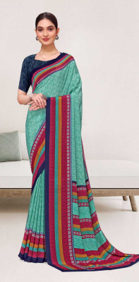 Seeyas Paisley Daily Wear Crepe Saree(Light Green)