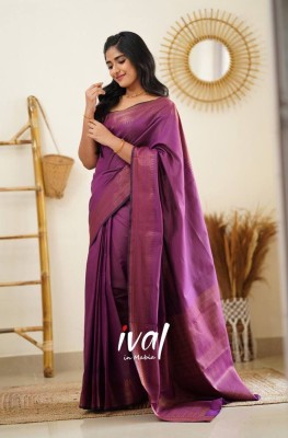 Mcazo Ethnic Woven Kanjivaram Jacquard Saree(Purple)