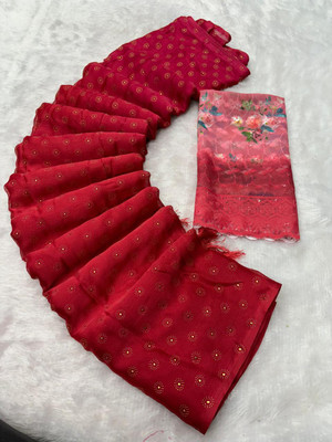 KANDORA Embroidered Bollywood Georgette Saree(Red)
