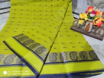 sdn Woven Tant Handloom Pure Cotton Saree(Light Green)