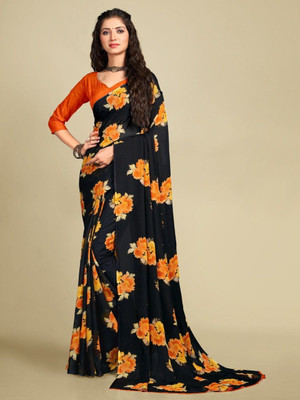 VISIONEMBRO Printed Bollywood Georgette Saree(Multicolor)