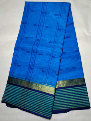 HARE KRISHNA ENTERPRISE Woven Tant Pure Cotton Saree(Light Blue)