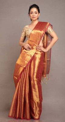 Kumaresh Creation Woven Bollywood Tissue Saree(Orange)