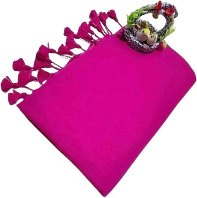 Apu handloom Solid/Plain Handloom Pure Cotton Saree(Pink)
