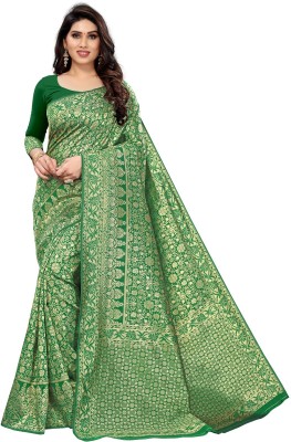 K SALIYA ENTERPRISE Printed Kanjivaram Art Silk Saree(Green)