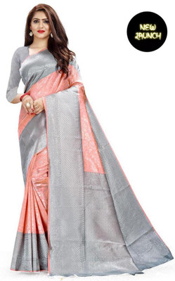 parthfabric Woven Banarasi Art Silk, Jacquard Saree(Orange)