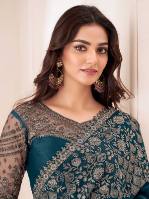 Sareemall Embellished Bollywood Chiffon Saree(Blue)