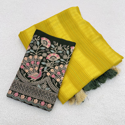 NEELMADHAV FASHION Embellished Bollywood Georgette Saree(Yellow)