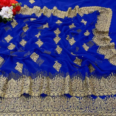 KHRITI FAB Georgette Embroidered Blouse Material