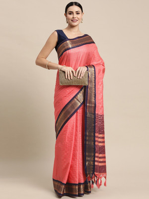 Pandadi Saree Checkered Daily Wear Cotton Silk Saree(Pink)