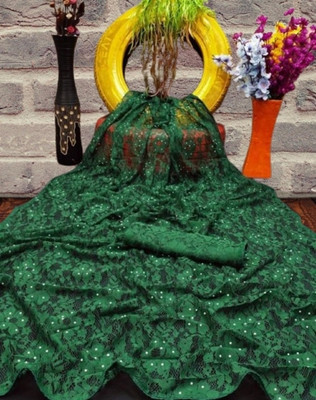 NORAFLEXx Self Design Bollywood Brasso Saree(Green)