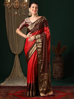 Divastri Woven Kanjivaram Georgette Saree(Red)