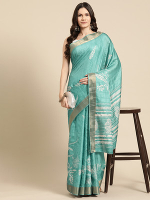 Divastri Digital Print Bollywood Silk Blend Saree(Light Blue)