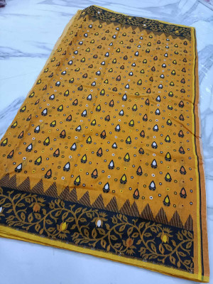 Happy Creation Printed Jamdani Cotton Blend Saree(Multicolor)