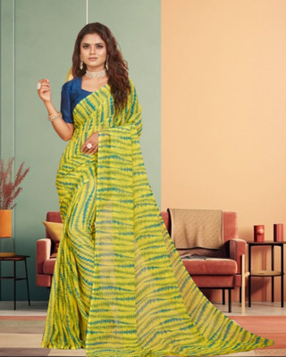 Jayu Printed Bollywood Georgette Saree(Yellow)