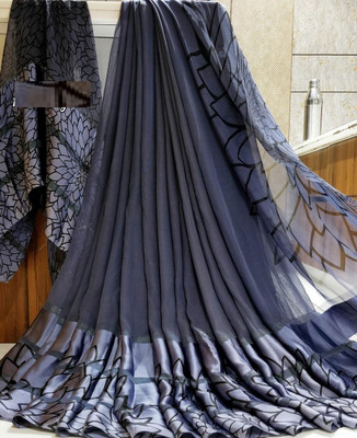 ASHA Printed Daily Wear Georgette Saree(Grey)
